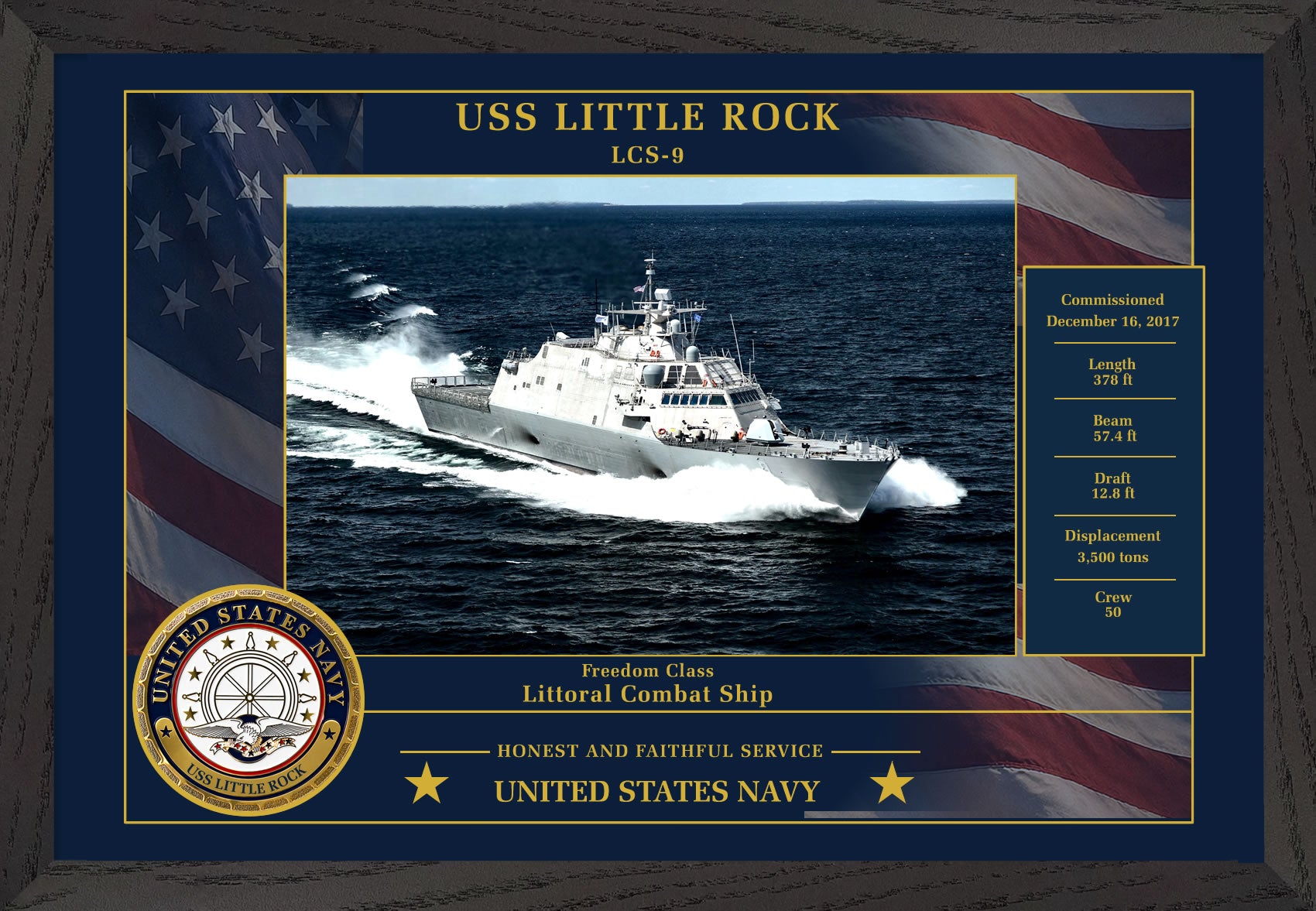 USS Little Rock LCS-9 Framed Patriotic Photo