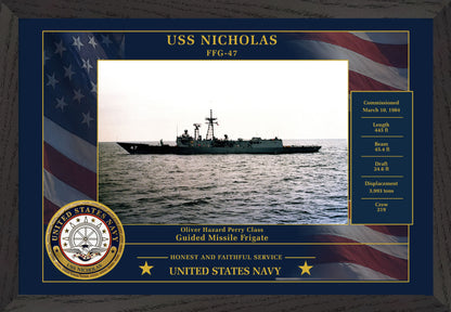 USS Nicholas FFG-47 Framed Patriotic Photo