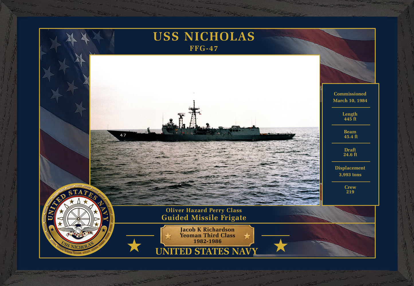 USS Nicholas FFG-47 Framed Patriotic Photo