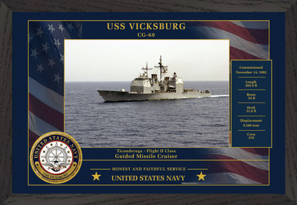USS Vicksburg CG-69 Framed Patriotic Photo