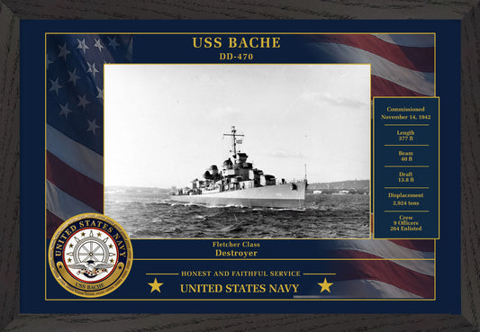 USS Bache DD-470 Framed Patriotic Photo