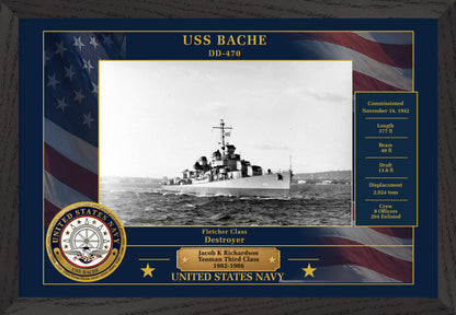 USS Bache DD-470 Framed Patriotic Photo