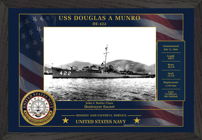 USS Douglas A Munro DE-422 Framed Patriotic Photo