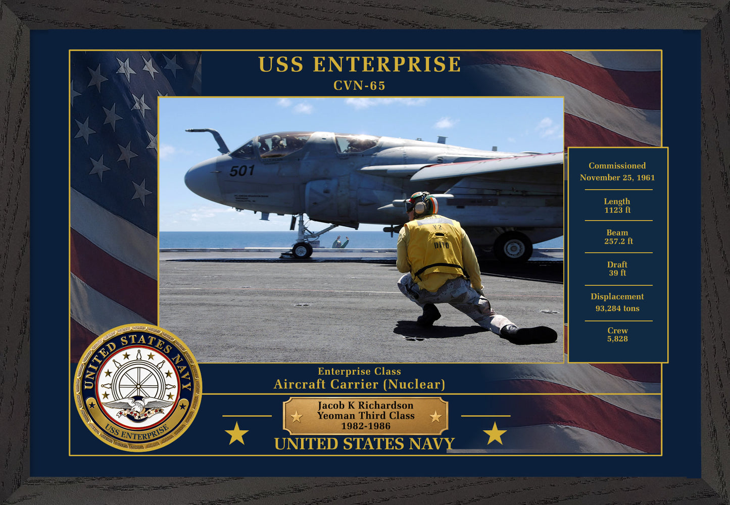 USS Enterprise CVN-65 Framed Patriotic Photo