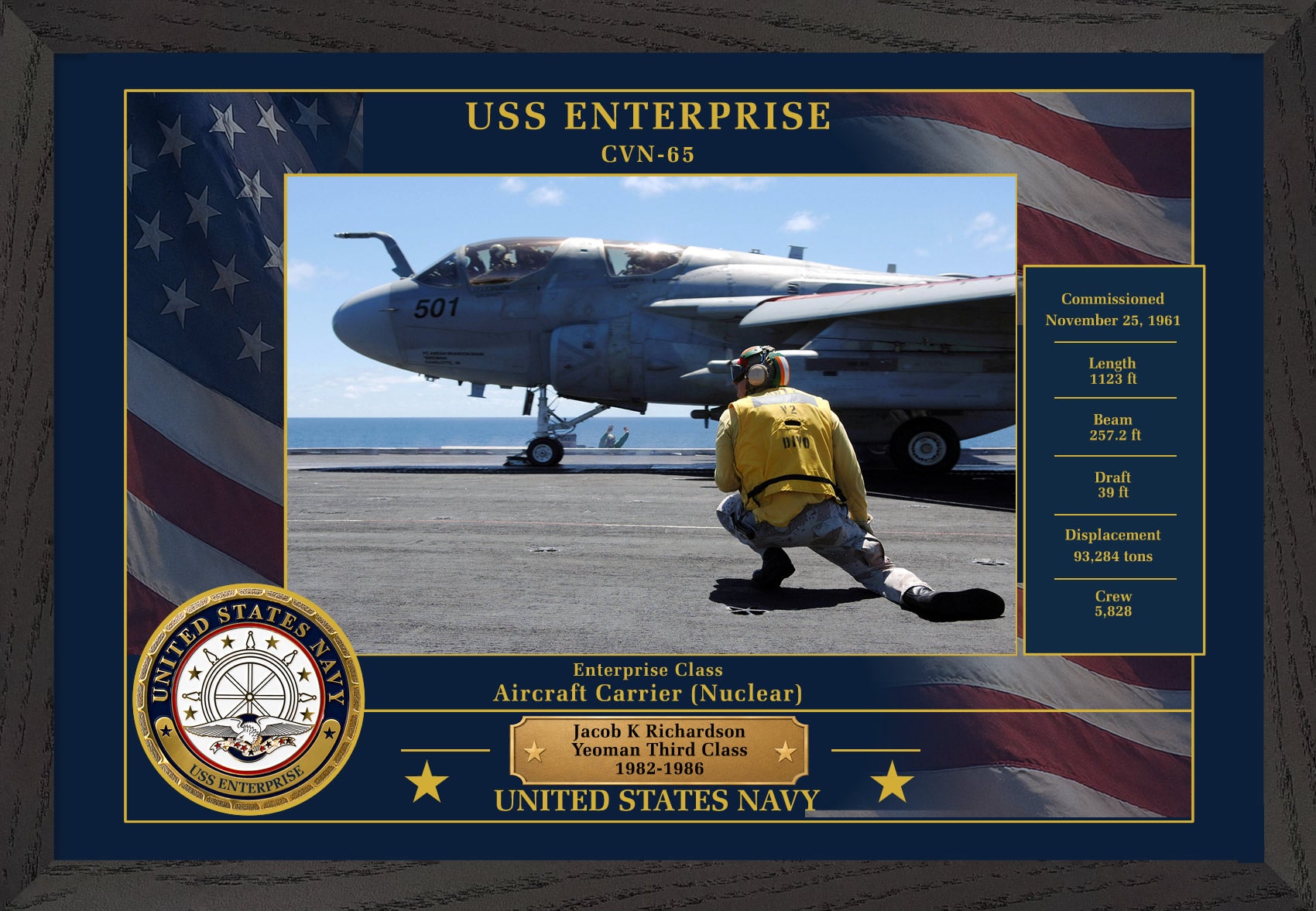 USS Enterprise CVN-65 Framed Patriotic Photo