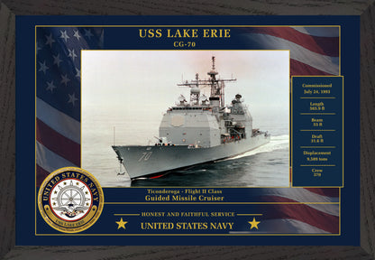 USS Lake Erie CG-70 Framed Patriotic Photo