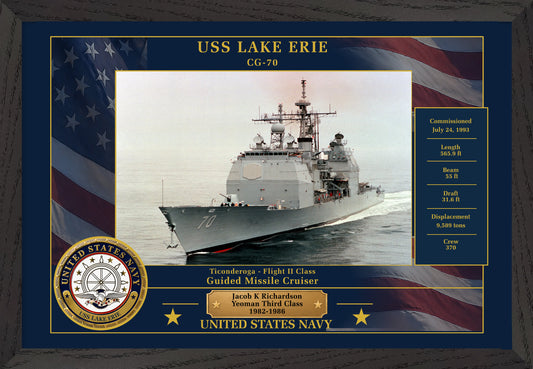 USS Lake Erie CG-70 Framed Patriotic Photo