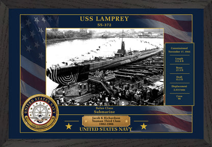 USS Lamprey SS-372 Framed Patriotic Photo