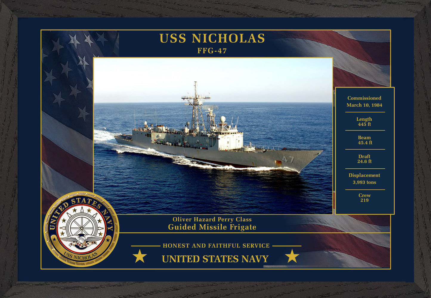 USS Nicholas FFG-47 Framed Patriotic Photo
