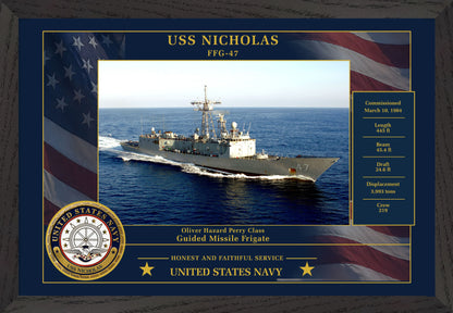 USS Nicholas FFG-47 Framed Patriotic Photo