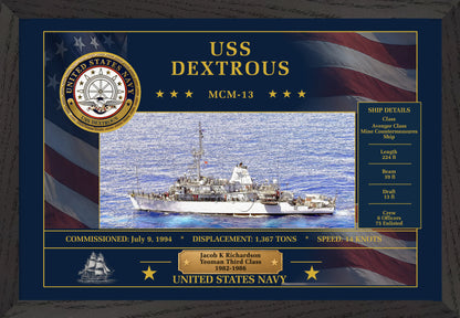 USS Dextrous MCM-13 Framed Patriotic Art