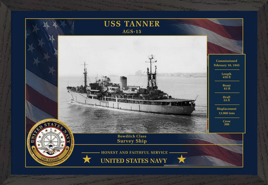 USS Tanner AGS-15 Framed Patriotic Photo