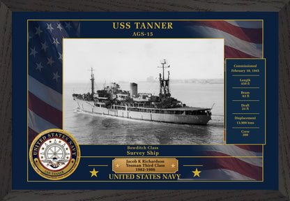 USS Tanner AGS-15 Framed Patriotic Photo