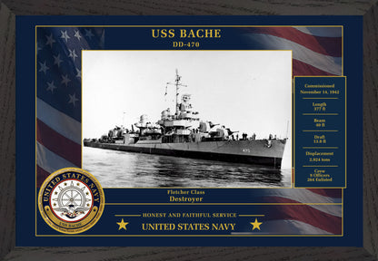 USS Bache DD-470 Framed Patriotic Photo