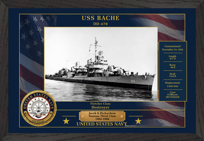 USS Bache DD-470 Framed Patriotic Photo