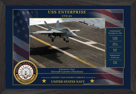 USS Enterprise CVN-65 Framed Patriotic Photo