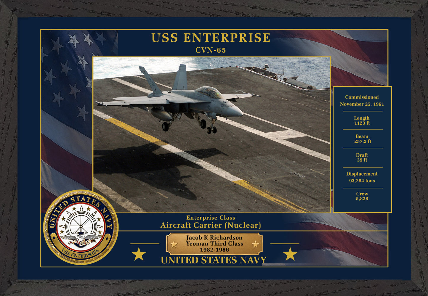 USS Enterprise CVN-65 Framed Patriotic Photo