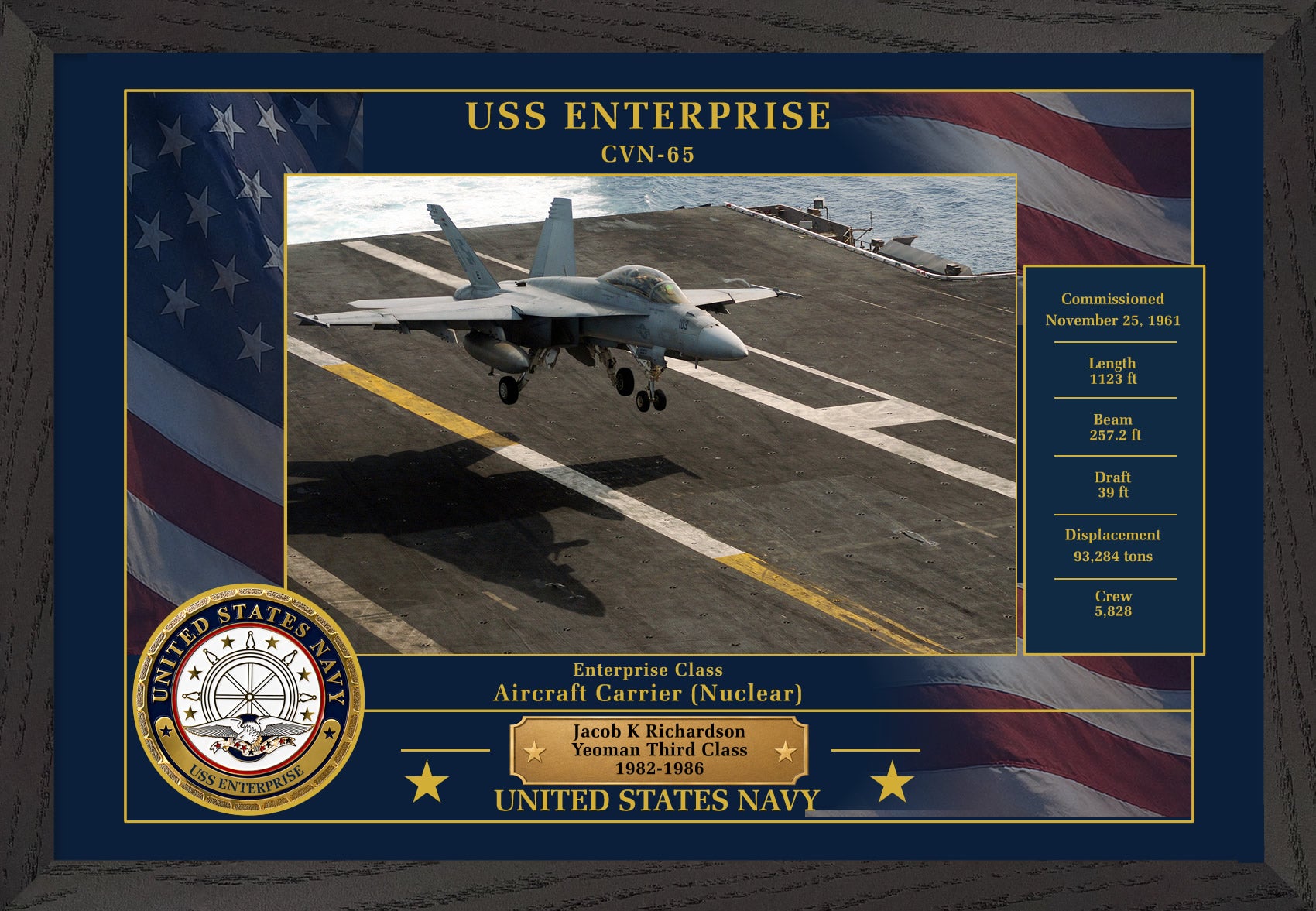 USS Enterprise CVN-65 Framed Patriotic Photo