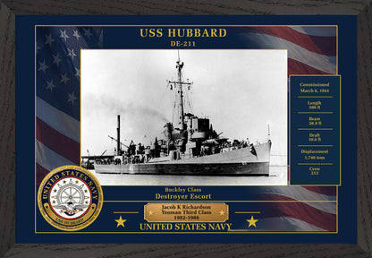 USS Hubbard DE-211 Framed Patriotic Photo
