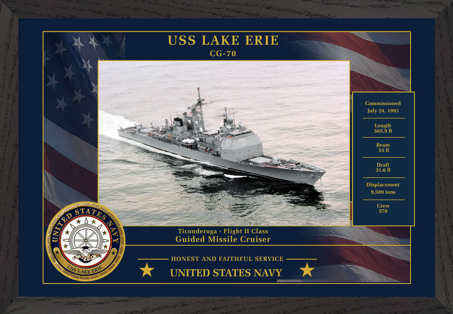 USS Lake Erie CG-70 Framed Patriotic Photo