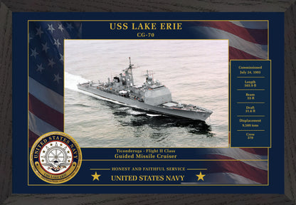 USS Lake Erie CG-70 Framed Patriotic Photo