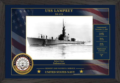 USS Lamprey SS-372 Framed Patriotic Photo
