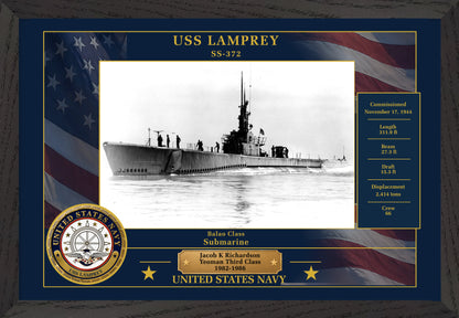 USS Lamprey SS-372 Framed Patriotic Photo