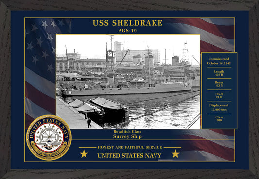 USS Sheldrake AGS-19 Framed Patriotic Photo