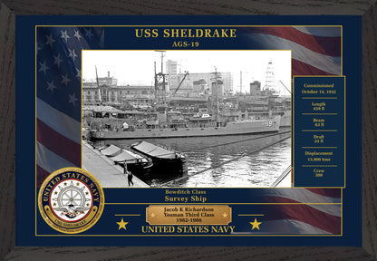 USS Sheldrake AGS-19 Framed Patriotic Photo