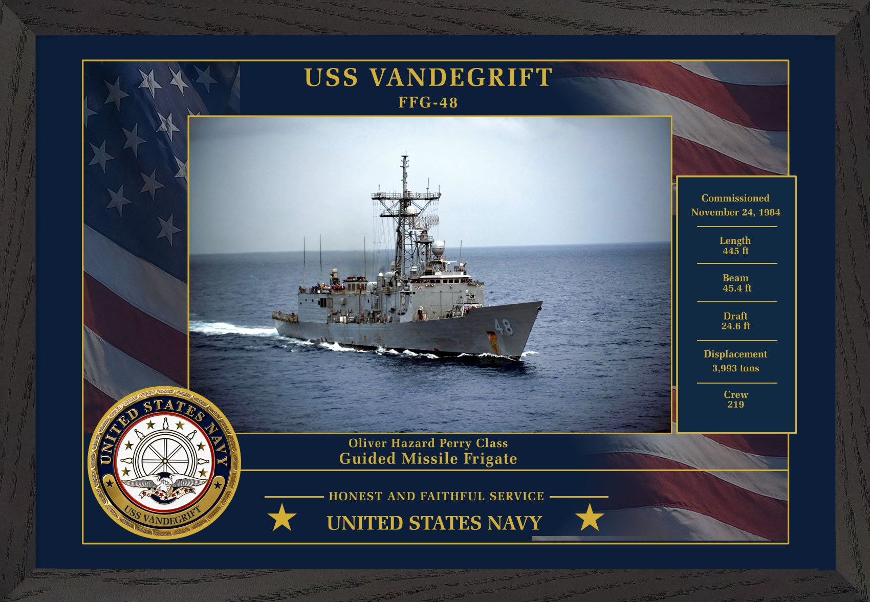 USS Vandegrift FFG-48 Framed Patriotic Photo