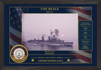 USS Beale DD-471 Framed Patriotic Photo