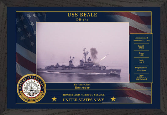 USS Beale DD-471 Framed Patriotic Photo