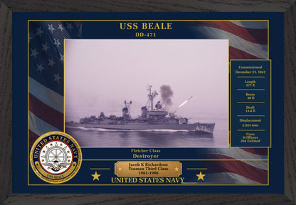 USS Beale DD-471 Framed Patriotic Photo