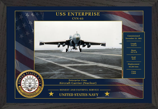 USS Enterprise CVN-65 Framed Patriotic Photo