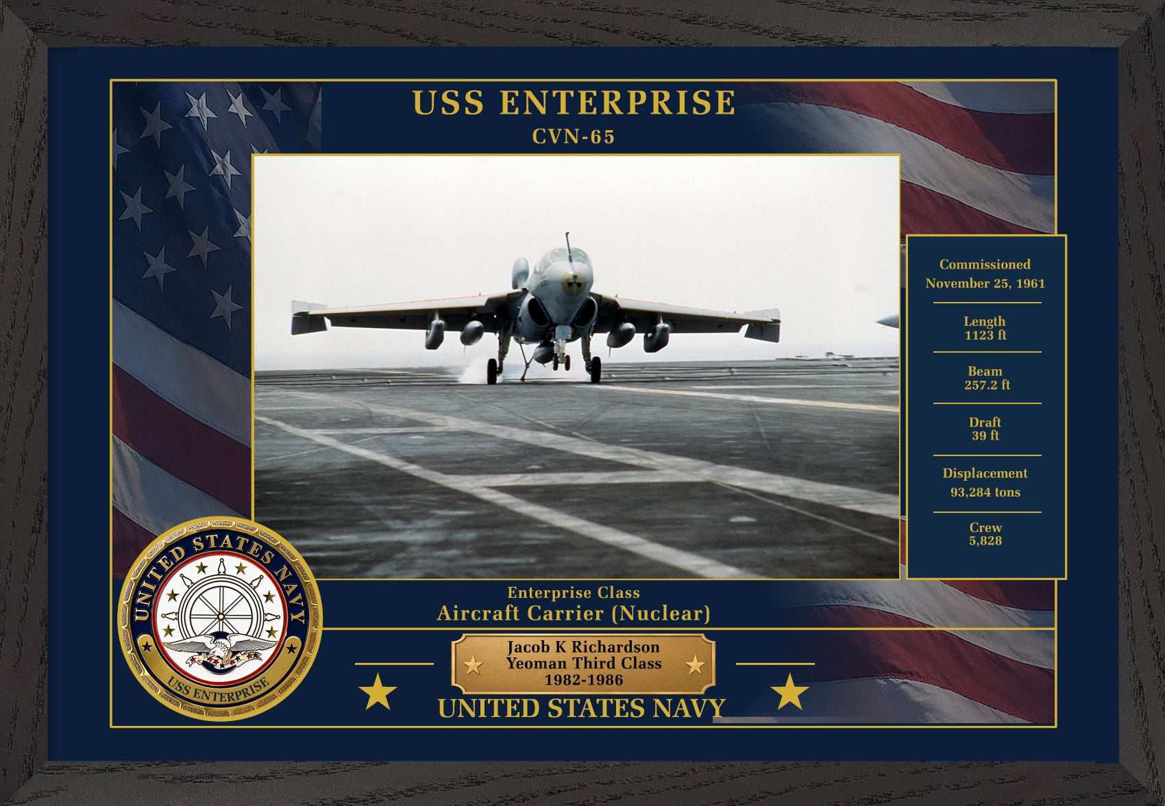 USS Enterprise CVN-65 Framed Patriotic Photo