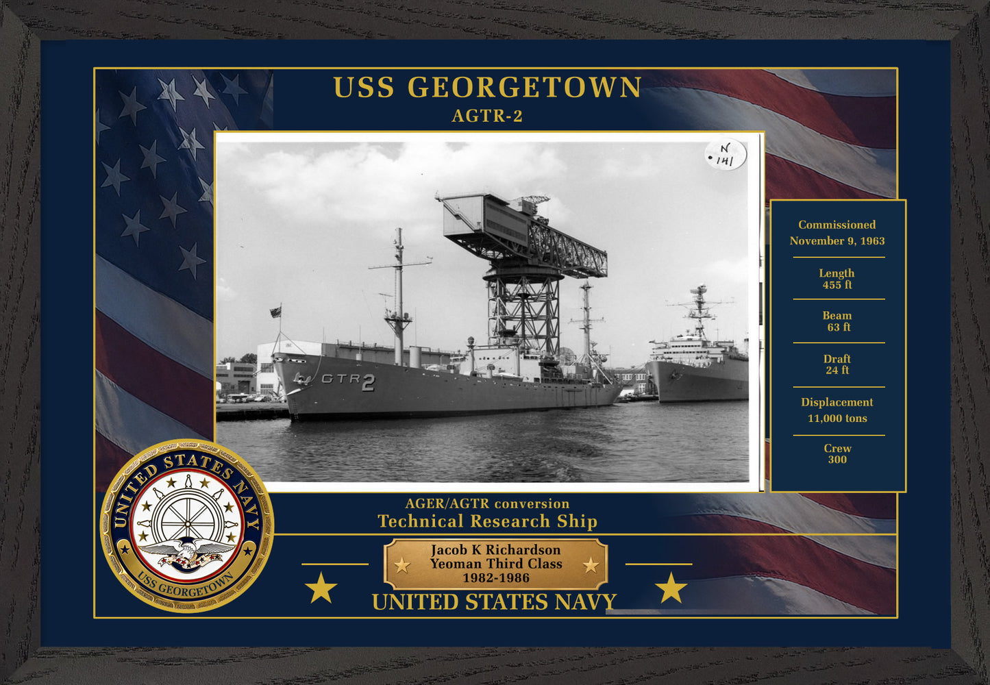 USS Georgetown AGTR-2 Framed Patriotic Photo