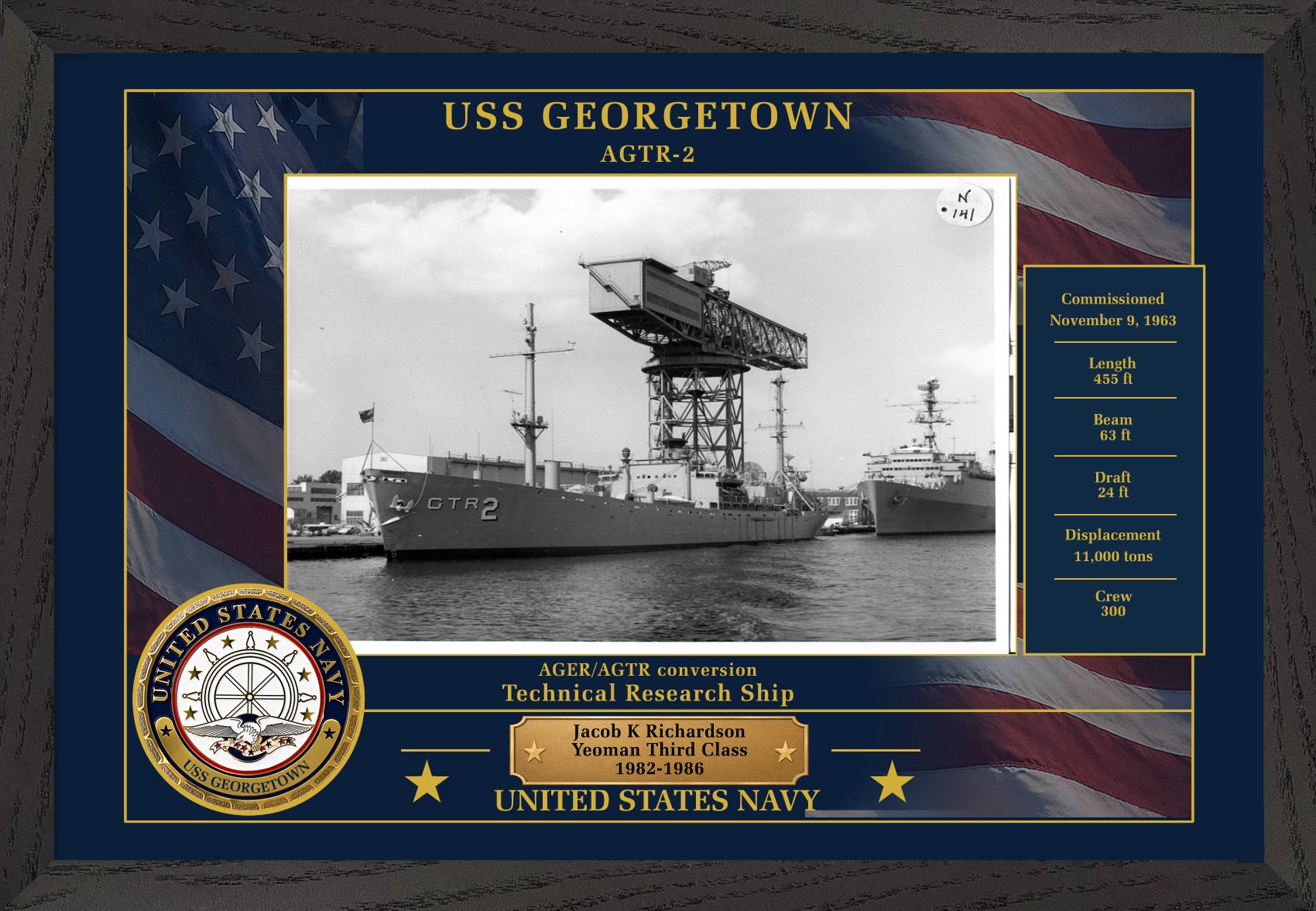 USS Georgetown AGTR-2 Framed Patriotic Photo