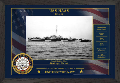 USS Haas DE-424 Framed Patriotic Photo