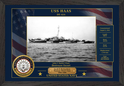 USS Haas DE-424 Framed Patriotic Photo