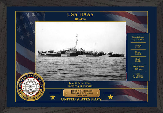 USS Haas DE-424 Framed Patriotic Photo