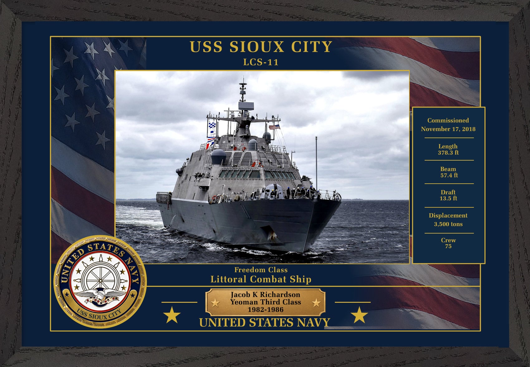 USS Sioux City LCS-11 Framed Patriotic Photo