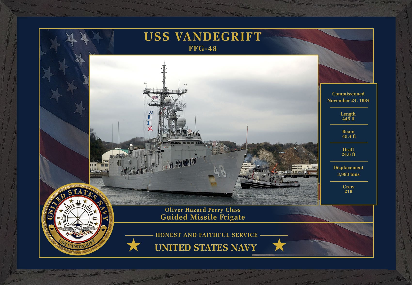 USS Vandegrift FFG-48 Framed Patriotic Photo