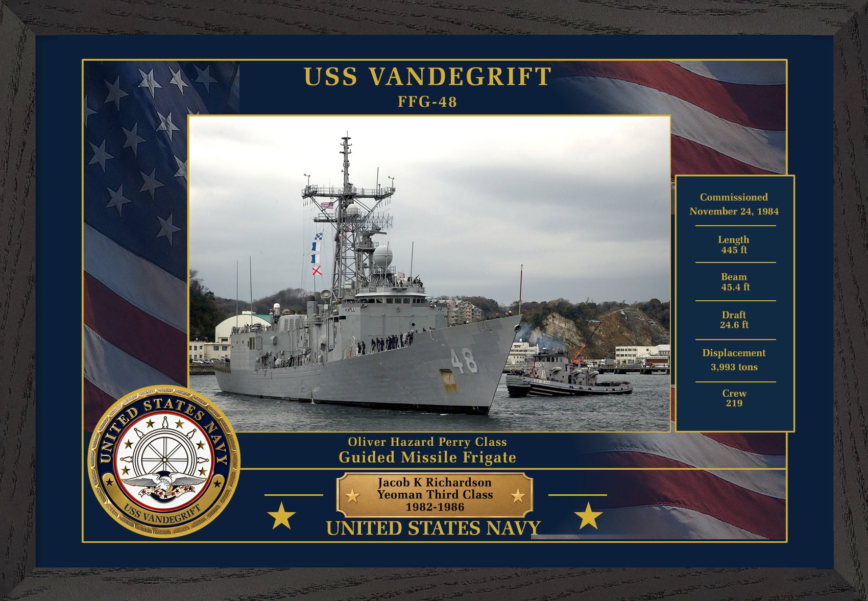 USS Vandegrift FFG-48 Framed Patriotic Photo