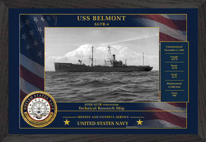 USS Belmont AGTR-4 Framed Patriotic Photo