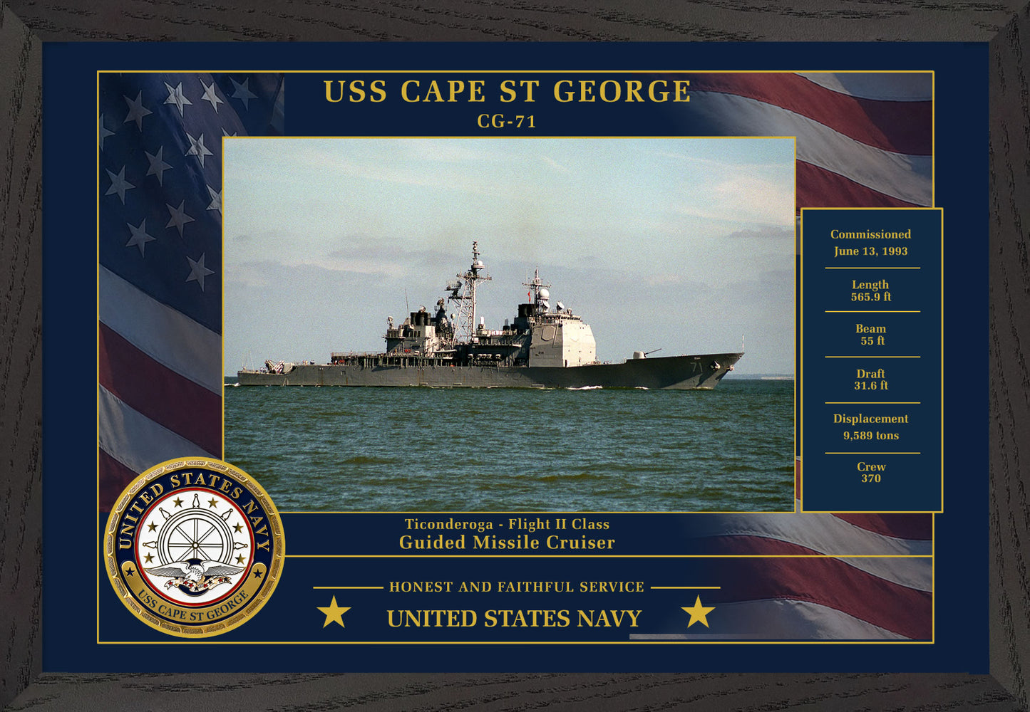 USS Cape St George CG-71 Framed Patriotic Photo