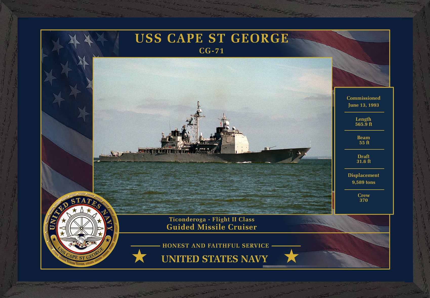 USS Cape St George CG-71 Framed Patriotic Photo