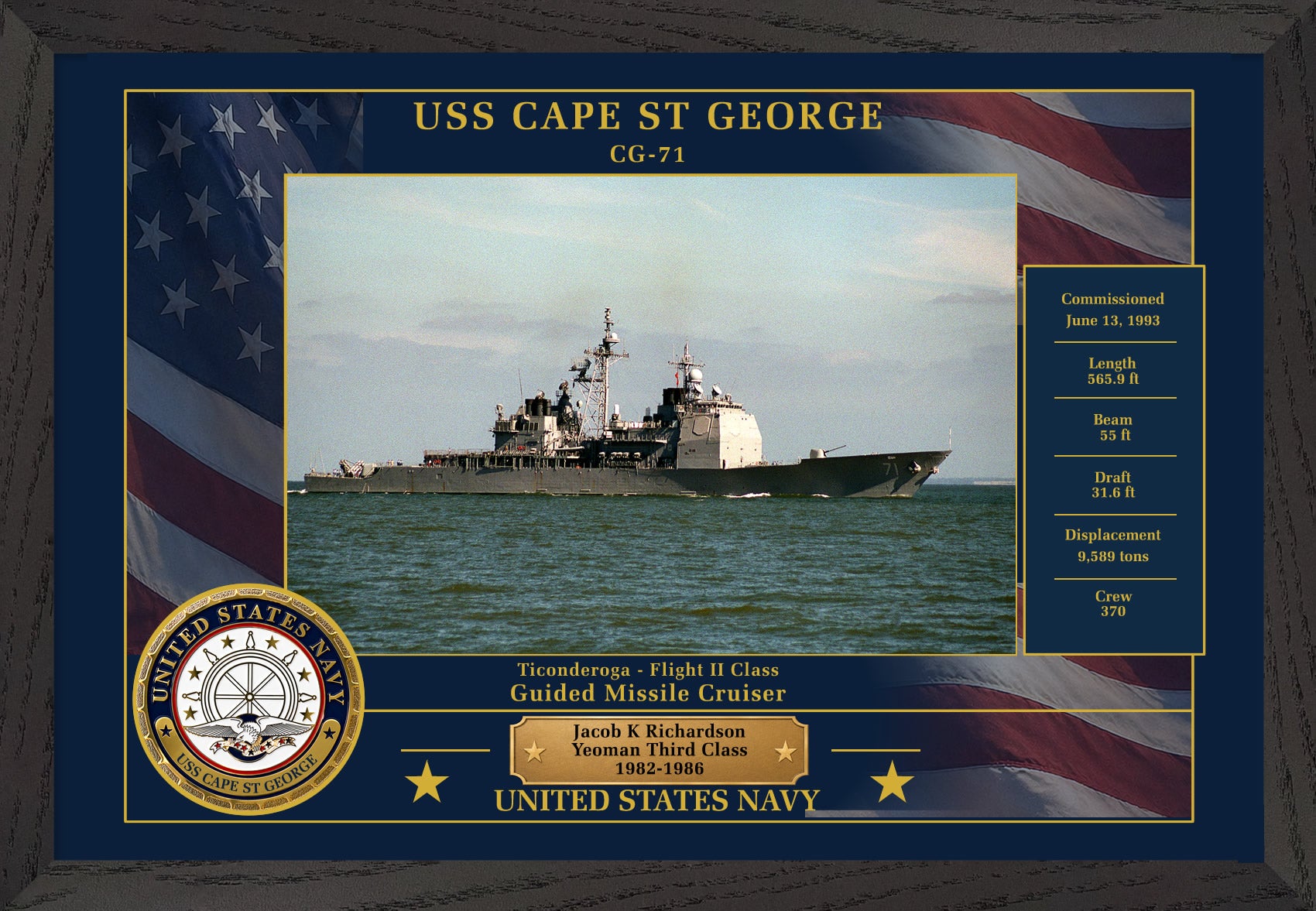 USS Cape St George CG-71 Framed Patriotic Photo