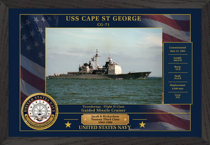 USS Cape St George CG-71 Framed Patriotic Photo