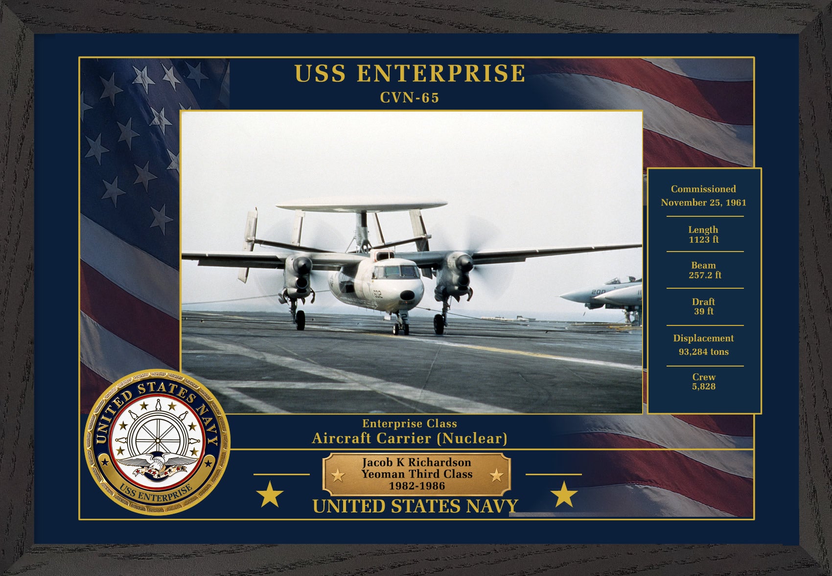 USS Enterprise CVN-65 Framed Patriotic Photo