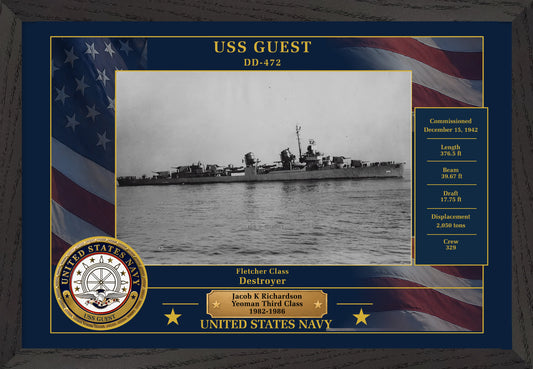 USS Guest DD-472 Framed Patriotic Photo